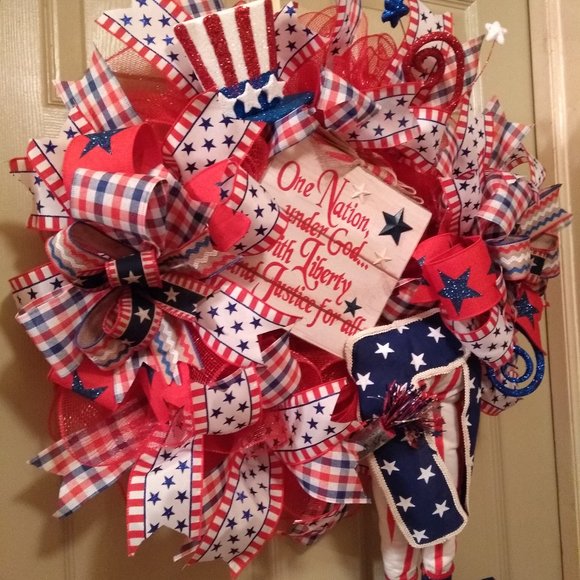Handmade Other - Summer Americana Patriotic Primitive Door Wreath